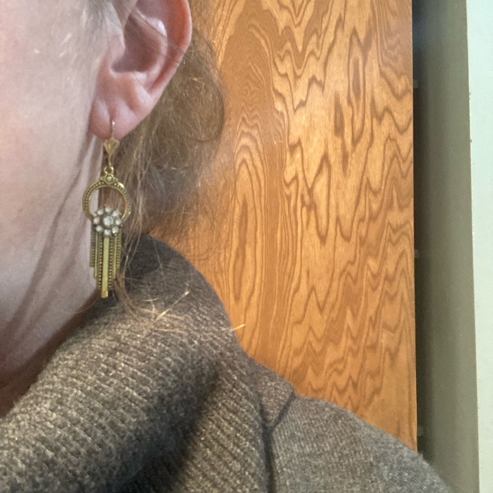 Gold Tone with faux diamond classy dangle earrings